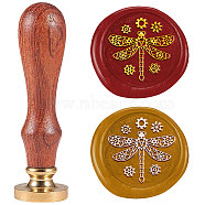 Wax Seal Stamp Set, Sealing Wax Stamp Solid Brass Heads with Wood Handles, for Envelopes Invitations, Gift Card, Dragonfly, 83x22mm, Stamps: 25x14.5mm(AJEW-WH0208-1421)