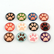 Half Round/Dome Dog Paw Print Photo Glass Flatback Cabochons for DIY Projects, Mixed Color, 12x4mm(GGLA-Q037-12mm-08)