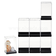 Trasparent Plastic Toys Action Figures Display Boxs, Dustproof Minifigures Display Case with Black Base, Rectangle, Clear, 6.4x5.6x9.7cm, Inner Diameter: 6.2x5.4cm(ODIS-WH0020-88)