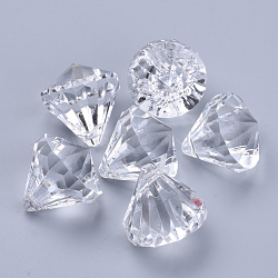 Transparent Acrylic Pendants, Faceted, Diamond, Clear, 37x32mm, Hole: 2.2mm, about 34pcs/500g(TACR-Q260-I-V01)