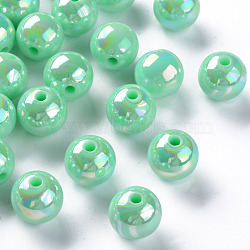 Opaque Acrylic Beads, AB Color Plated, Round, Aquamarine, 12x11mm, Hole: 2.5mm, about 566pcs/500g(MACR-S370-D12mm-A05)