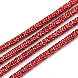 Polyester & Cotton Cords, with Iron Chain inside, Red, 4mm, about 54.68 yards(50m)/bundle(MCOR-T001-4mm-07)