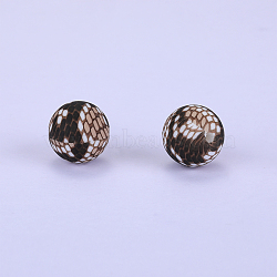 Printed Round Silicone Focal Beads, Brown, 15x15mm, Hole: 2mm(SI-JX0056A-30)