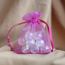 Organza Gift Drawstring Bags, Jewelry Pouches, Wedding Party Christmas Favor Gift Bags, Rectangle, Medium Orchid, 9x7cm(PW-WG552B7-36)