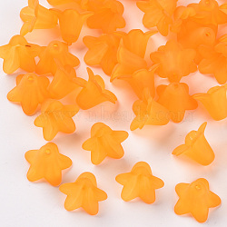 Transparent Acrylic Beads, Frosted, Flower, Orange, 17.5x12mm, Hole: 1.5mm, about 770pcs/500g(PLF018-08)