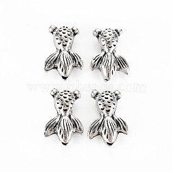 Tibetan Style Alloy Beads, Cadmium Free & Lead Free, Fish, Antique Silver, 15x10x6mm, Hole: 1.5mm, about 458pcs/1000g(TIBE-S320-207AS)