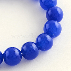 Dyed Natural White Jade Round Bead Strands, Blue, 6mm, Hole: 1mm, about 62pcs/strand, 15.7 inch(G-Q937-6mm-05)