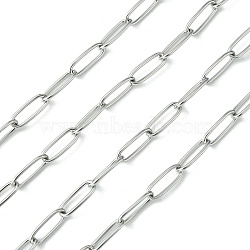 Handmade 304 Stainless Steel Paperclip Chains, Drawn Elongated Cable Chains, Soldered, Stainless Steel Color, 12x4x1mm(STAS-F230-15P)