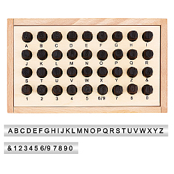40Chromium Stamps, with Wood Box, Letter A~Z & Number 0~9, Beige, Box: 20.9x12.2x7.5cm, Stamp: 62x10x10mm(AJEW-WH0326-98)