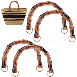 4Pcs Resin Imitation Bamboo Bag Handles, with Alloy D Rings, Golden, Arch Shape, Moccasin, 115x157x17mm(DIY-BBC0002-91B)