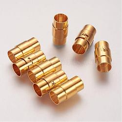 Brass Locking Tube Magnetic Clasps, Column, Golden, 18x10mm, Hole: 8mm(KK-Q089-G)