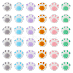 60Pcs 6 Colors Opaque Acrylic Beads, Cat Paw, Mixed Color, 12x11x9.7mm, Hole: 1.6mm, 10pcs/color(SACR-DC0001-05)