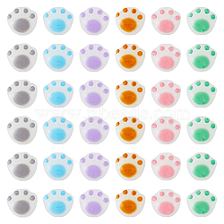 DICOSMETIC 60Pcs 6 Colors Opaque Acrylic Beads, Cat Paw, Mixed Color, 12x11x9.7mm, Hole: 1.6mm, 10pcs/color(SACR-DC0001-05)