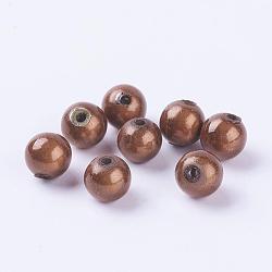 Spray Painted Acrylic Beads, Miracle Beads, Bead in Bead, Round, Coffee, 8mm, Hole: 1.8mm, about 1800pcs/500g(PB9284-11)