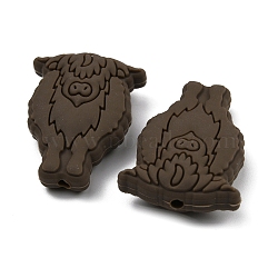 Food Grade Eco-Friendly Silicone Beads, Cattle Head, Coconut Brown, 30x22.5x9mm, Hole: 2mm(SIL-TAC0002-14C)