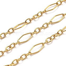 304 Stainless Steel Singapore Chains, Soldered, with Spool, Real 18K Gold Plated, 15x6x1mm, 10m/roll(CHS-C009-07G)