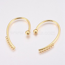 Brass Hook Earrings, with Horizontal Loop Rhinestone Settings, Lead Free & Cadmium Free & Nickel Free, Long-Lasting Plated, Golden, Fit for 4mm Rhinestone, 55x32x3.5mm, 7 Gauge, Hole: 1.5mm(KK-P150-45G)