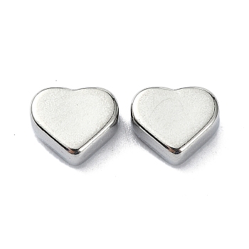 304 Stainless Steel Beads, Heart, Stainless Steel Color, 6x7x3mm, Hole: 1.4mm