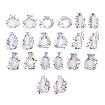 20Pcs 10 Styles Waterproof Self Adhesive PET Stickers, for Suitcase, Skateboard, Refrigerator, Helmet, Mobile Phone Shell, Lilac, Bottle Pattern, 75~107x65~96x0.1mm, about 2pcs/style
