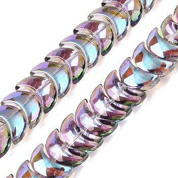 Electroplate Glass Beads Strands, Moon, Lilac, 9x14x7mm, Hole: 0.9mm, about 99~101pcs/strand, 35.08~36.36''(89.1~90.9cm)