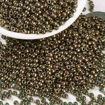MIYUKI Round Rocailles Beads, Japanese Seed Beads, 8/0, (RR307) Dark Topaz Gold Luster, 3mm, Hole: 1mm, about 422~455pcs/10g