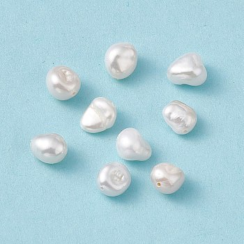 Baroque Natural Keshi Pearl Beads, Egg, Seashell Color, 7~7.5x6~6.5x4.5~5.5mm, Hole: 0.6mm