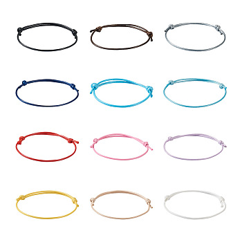 120Pcs 12 Colors Korean Waxed Polyester Cord Bracelet Making, for Adjustable Bracelet Making Supplies, Mixed Color, Inner Diameter: 40~70mm, 10pcs/color