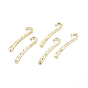 Alloy Bookmarks, Golden, 63x7x2mm, Hole: 1.5mm