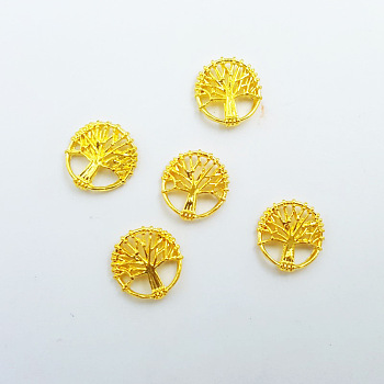 Alloy Cabochons, Nail Art Decoration Accessories for Women, Tree of Life, Golden, 11x2mm