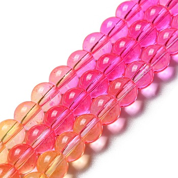Dyed & Heated Synthetic Quartz Beads Strands, Gradient Color Round Beads, Yellow, 8mm, Hole: 1mm, about 55~56pcs/strand, 15.55''~15.75''(39.5~40cm)