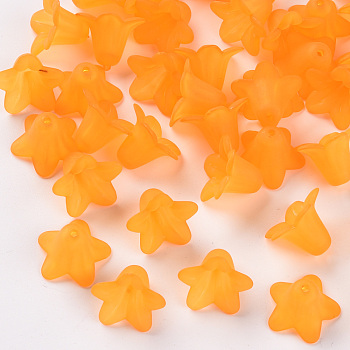 Transparent Acrylic Beads, Frosted, Flower, Orange, 17.5x12mm, Hole: 1.5mm, about 770pcs/500g