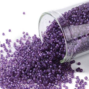 TOHO Round Seed Beads, Japanese Seed Beads, (928FM) Purple Lined Amethyst Matte, 15/0, 1.5mm, Hole: 0.7mm, about 3000pcs/bottle, 10g/bottle