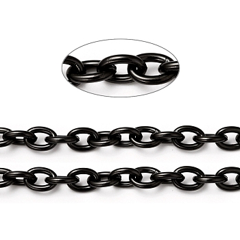 304 Stainless Steel Cable Chains, with Spool, Unweled, Electrophoresis Black, 8x6x1.5mm, about 32.8 Feet(10m)/roll