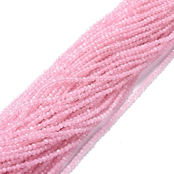 Cat Eye Beads Strands, Round, Faceted, Pearl Pink, 2mm, Hole: 0.2mm, 14.17 inch(36cm), 174~184pcs/strand