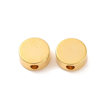 Brass Beads, Lead Free & Cadmium Free, Flat Round, Real 24K Gold Plated, 6x2.7mm, Hole: 1.4mm