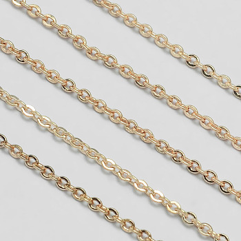 Brass Cable Chains, Soldered, with Spool, Oval, Cadmium Free & Nickel Free & Lead Free, Rose Gold, 2x1.5x0.5mm, about 100yards/roll