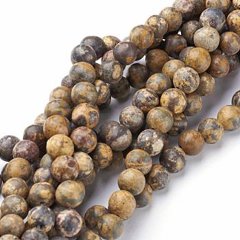 Natural Gemstone Leopard Skin Jasper Round Beads Strands, 2mm, Hole: 0.8mm, about 184pcs/strand, 16 inch