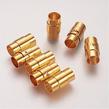 Brass Locking Tube Magnetic Clasps, Column, Golden, 18x10mm, Hole: 8mm