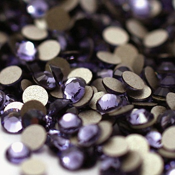 Glass Flat Back Rhinestone, Grade A, Back Plated, Faceted, Half Round, Tanzanite, 4.6~4.8mm, about 1440pcs/bag