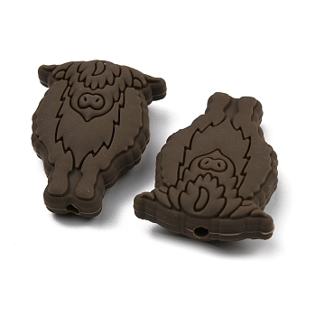 Food Grade Eco-Friendly Silicone Beads, Cattle Head, Coconut Brown, 30x22.5x9mm, Hole: 2mm