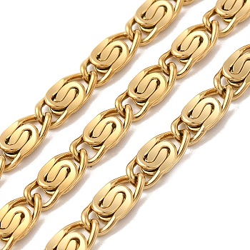 304 Stainless Steel Lumachina Chains, Unwelded, with Spool, Golden, 10.5x5x1.5mm, 10m/roll