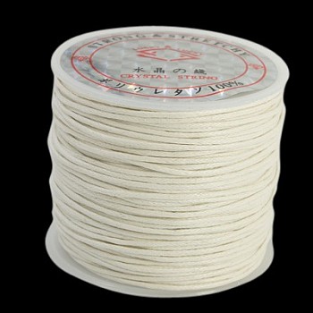 Waxed Cotton Cord, White, 1mm, about 27.34 yards(25m)/roll