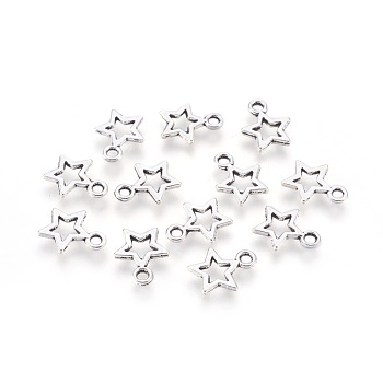 Tibetan Style Pendants, Lead Free and Cadmium Free, Antique Silver, Star, 10mm wide, 12mm long, hole: 2mm