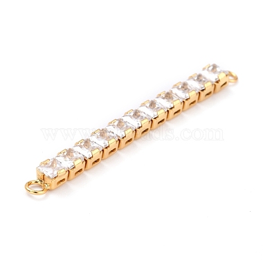 Brass Clear Square Cubic Zirconia Links Connectors(ZIRC-G170-22G)-3