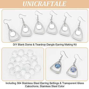 DIY Blank Dome & Teardrop 304 Stainless Steel Dangle Earring Making Kit(EJEW-UN00003)-5