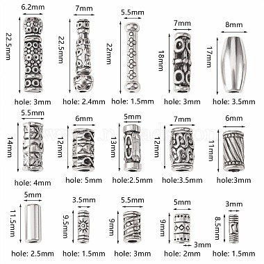 150pcs 15 perles de tube en alliage de style tibétain(FIND-SZ0001-16-RS)-7