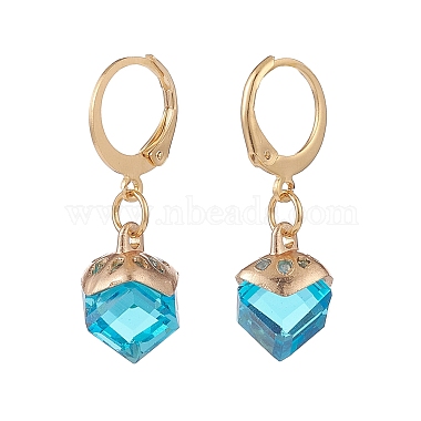 10 Pairs 10 Colors Glass Rhombus Dangle Leberback Earrings(EJEW-JE05073)-5