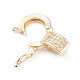 Brass Micro Pave Clear Cubic Zirconia Twister Clasps(ZIRC-L097-021G)-3