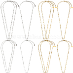 12Pcs 4 Styles 304 Stainless Steel Paperclip Chain Necklaces, Mixed Color, 16.14~18.31 inch(41~46.5cm), 3pcs/style(NJEW-SC0001-56)