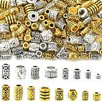 160Pcs 16 Styles Tibetan Style Zinc Alloy Beads, Large Hole Beads, Lead Free & Cadmium Free, Mixed Shape, Antique Silver & Antique Golden, 6~10x5~9.8mm, Hole: 2~7.5mm, 10pcs/style(TIBEB-YW00010-41)